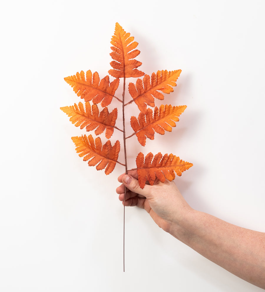 17" Pull Apart Silk Leather Leaf Bush: Dark Orange (12 Stems)