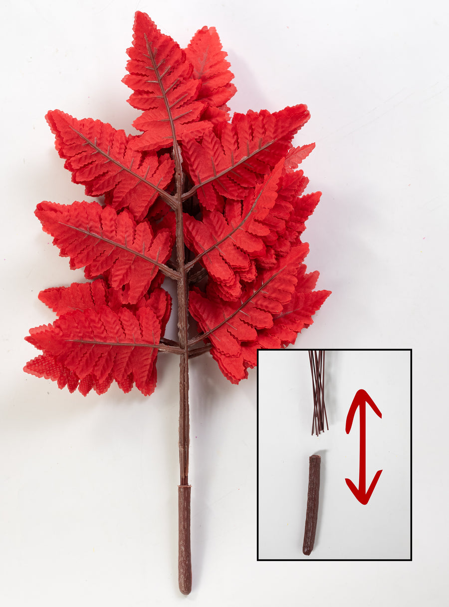 17" Pull Apart Silk Leather Leaf Bush: Red (12 Stems)
