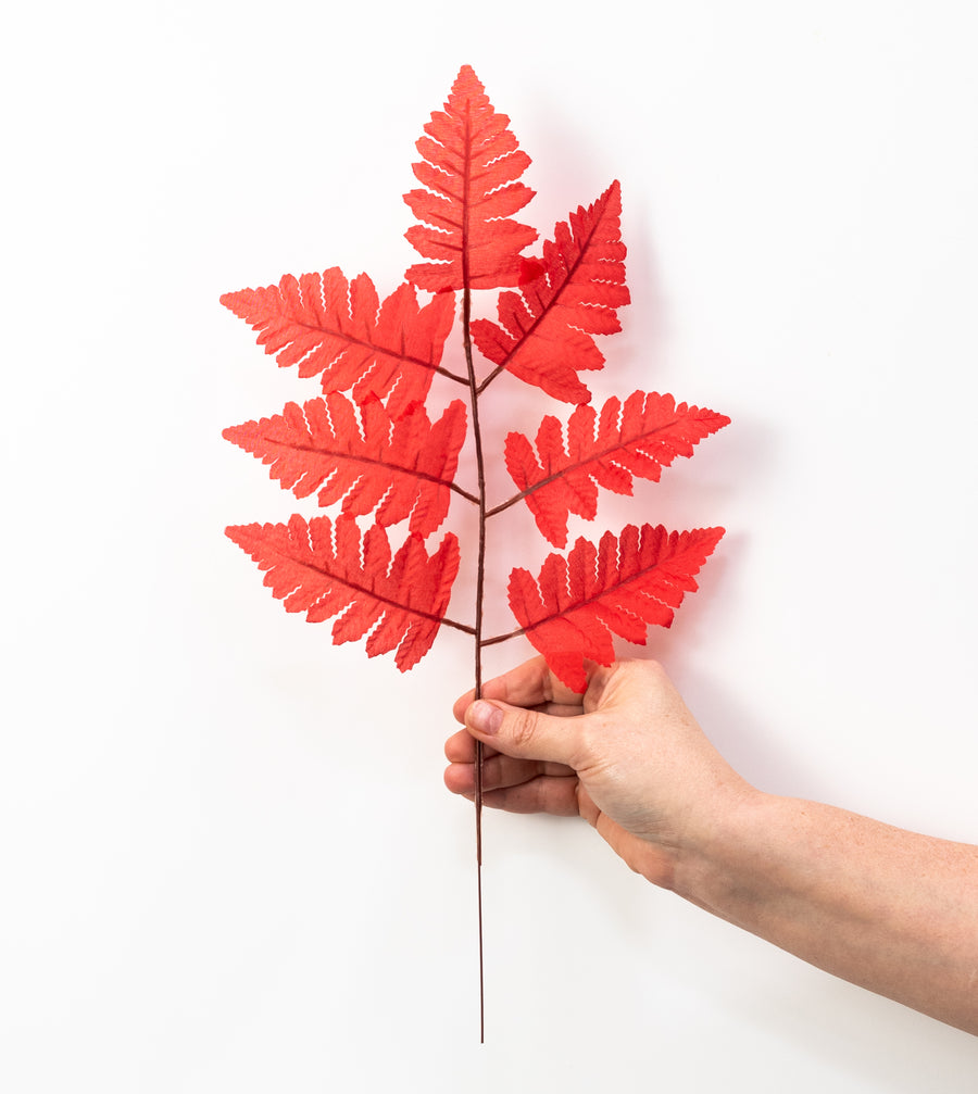 17" Pull Apart Silk Leather Leaf Bush: Red (12 Stems)