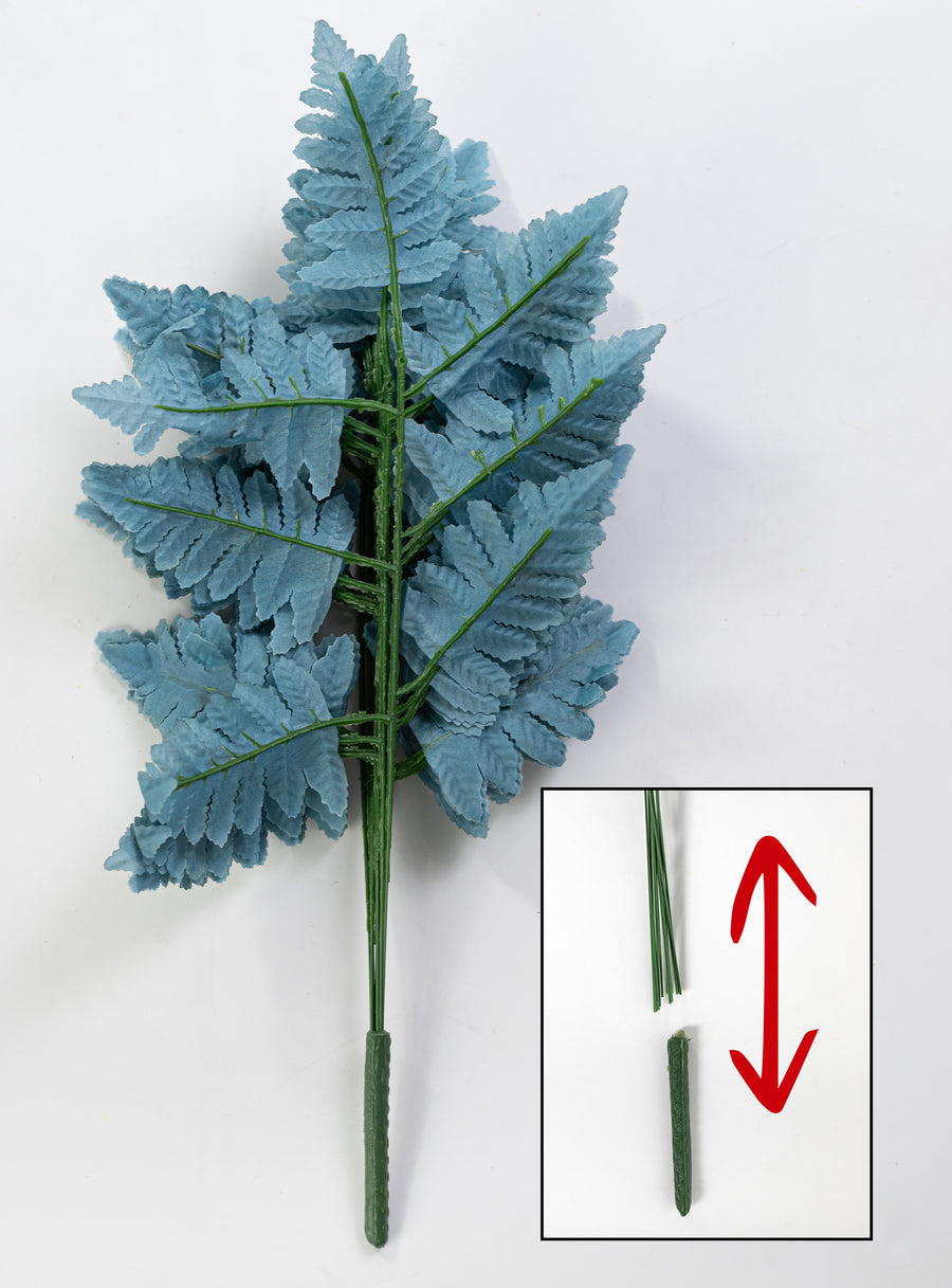 17" Pull Apart Silk Leather Leaf Bush: Smoke Blue (12 Stems)