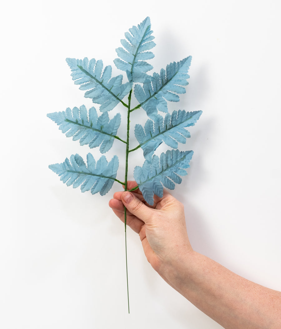 17" Pull Apart Silk Leather Leaf Bush: Smoke Blue (12 Stems)