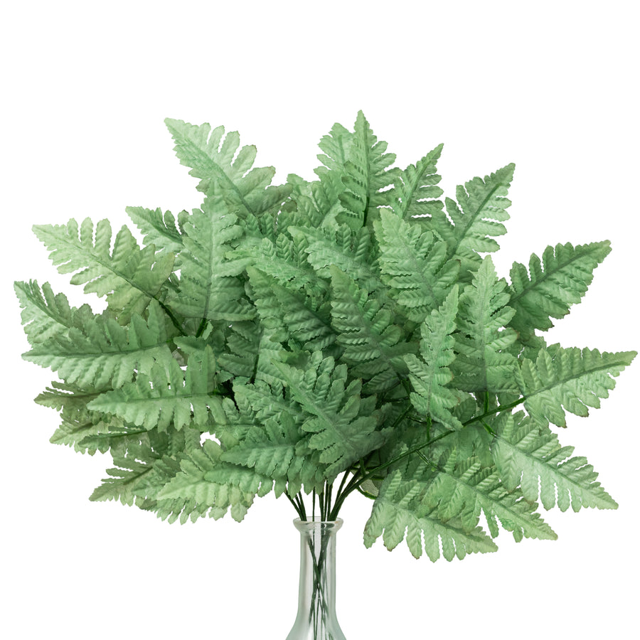 17" Pull Apart Silk Leather Leaf Bush: Sage Green (12 Stems)