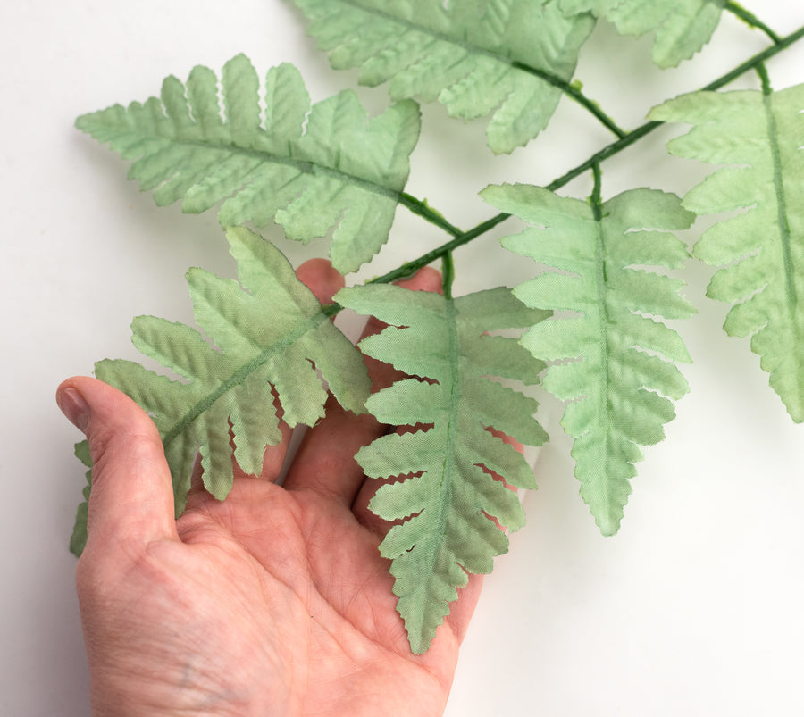17" Pull Apart Silk Leather Leaf Bush: Sage Green (12 Stems)