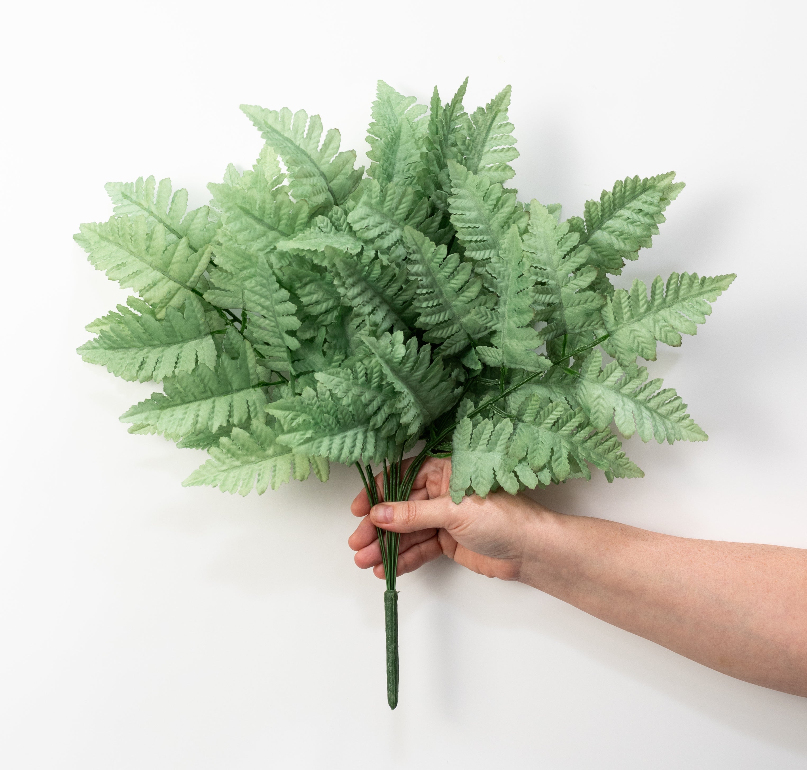 17" Pull Apart Silk Leather Leaf Bush: Sage Green (12 Stems)