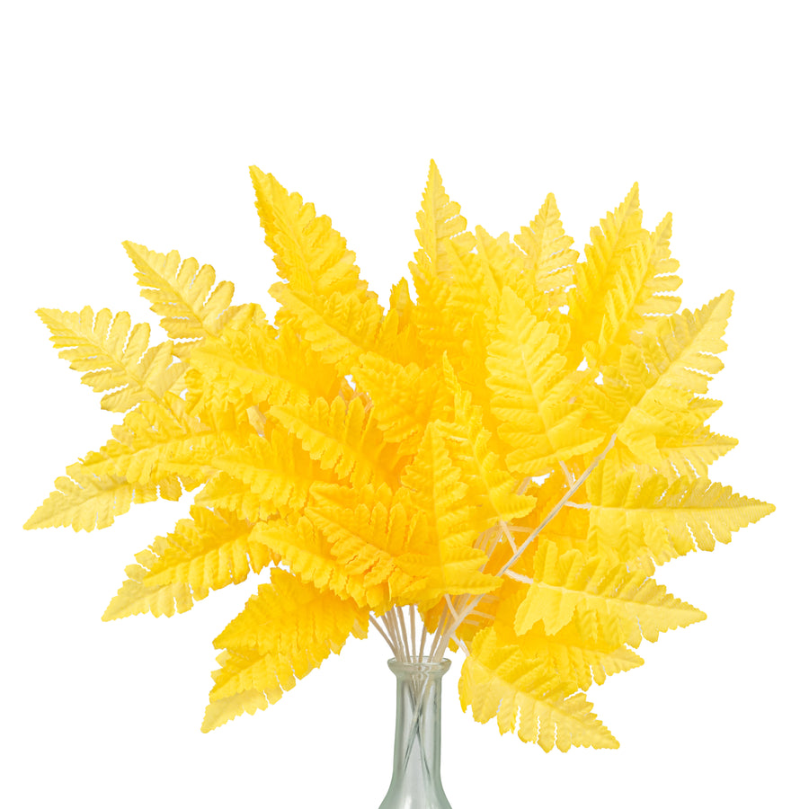 17" Pull Apart Silk Leather Leaf Bush: Yellow (12 Stems)