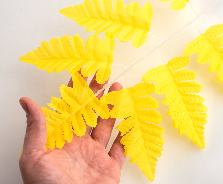 17" Pull Apart Silk Leather Leaf Bush: Yellow (12 Stems)