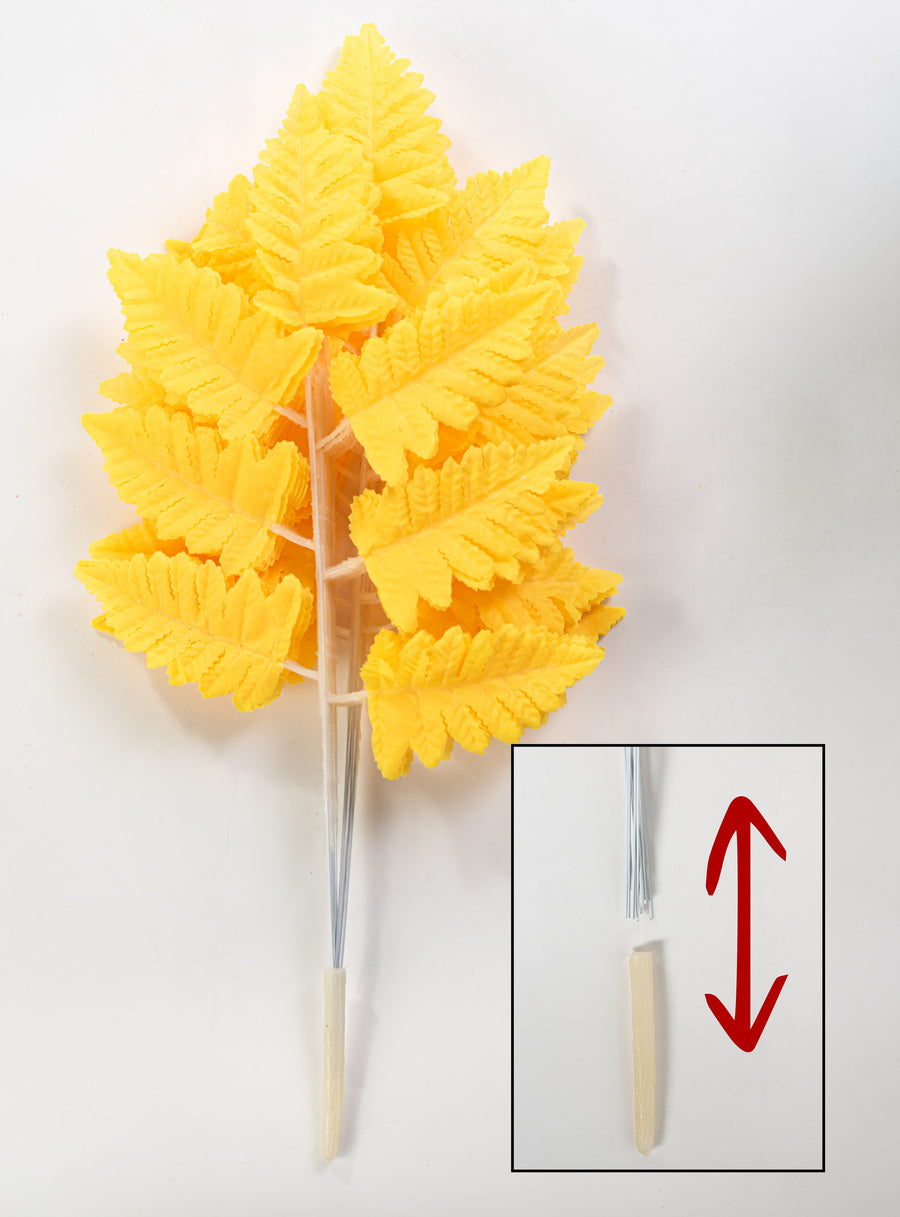 17" Pull Apart Silk Leather Leaf Bush: Yellow (12 Stems)