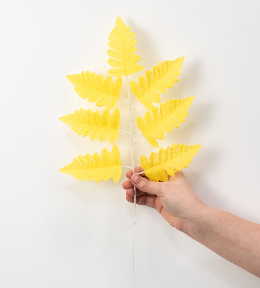 17" Pull Apart Silk Leather Leaf Bush: Yellow (12 Stems)