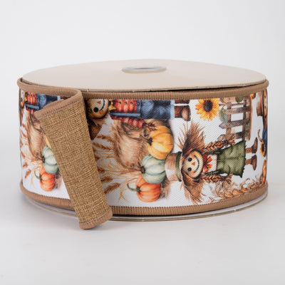 2.5" Double Sided Fused Fall Scarecrows Ribbon (10 Yards)