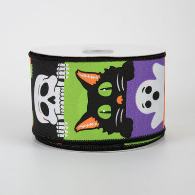 2.5" Peek a Boo Halloween Blocks Ribbon (10 Yards)