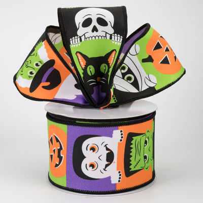 2.5" Peek a Boo Halloween Blocks Ribbon (10 Yards)