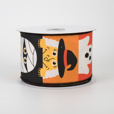 2.5" Retro Peek a Boo Halloween Blocks Ribbon (10 Yards)