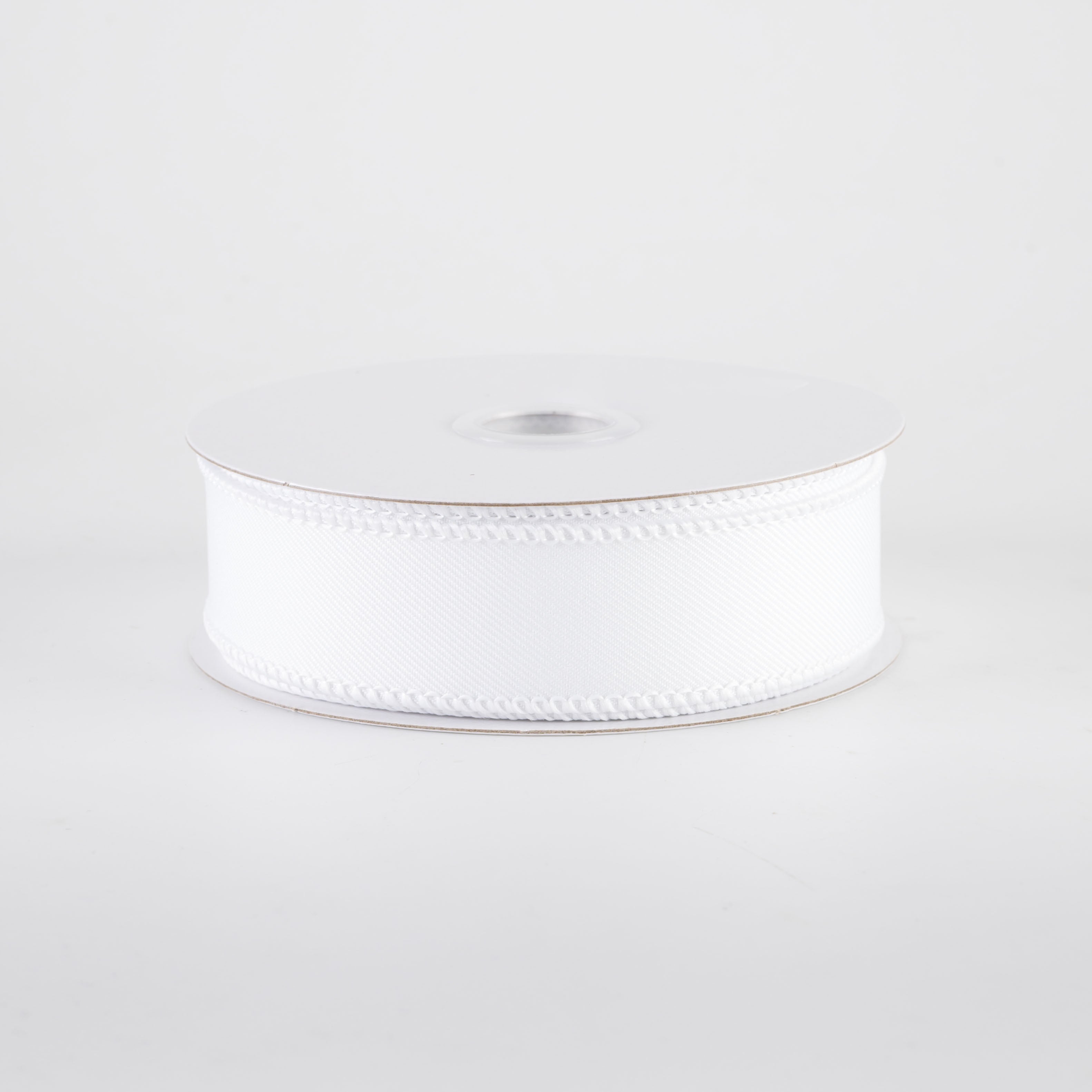 7/8" Diagonal Weave Ribbon: White (10 Yards)
