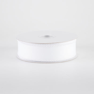 7/8" Diagonal Weave Ribbon: White (10 Yards)
