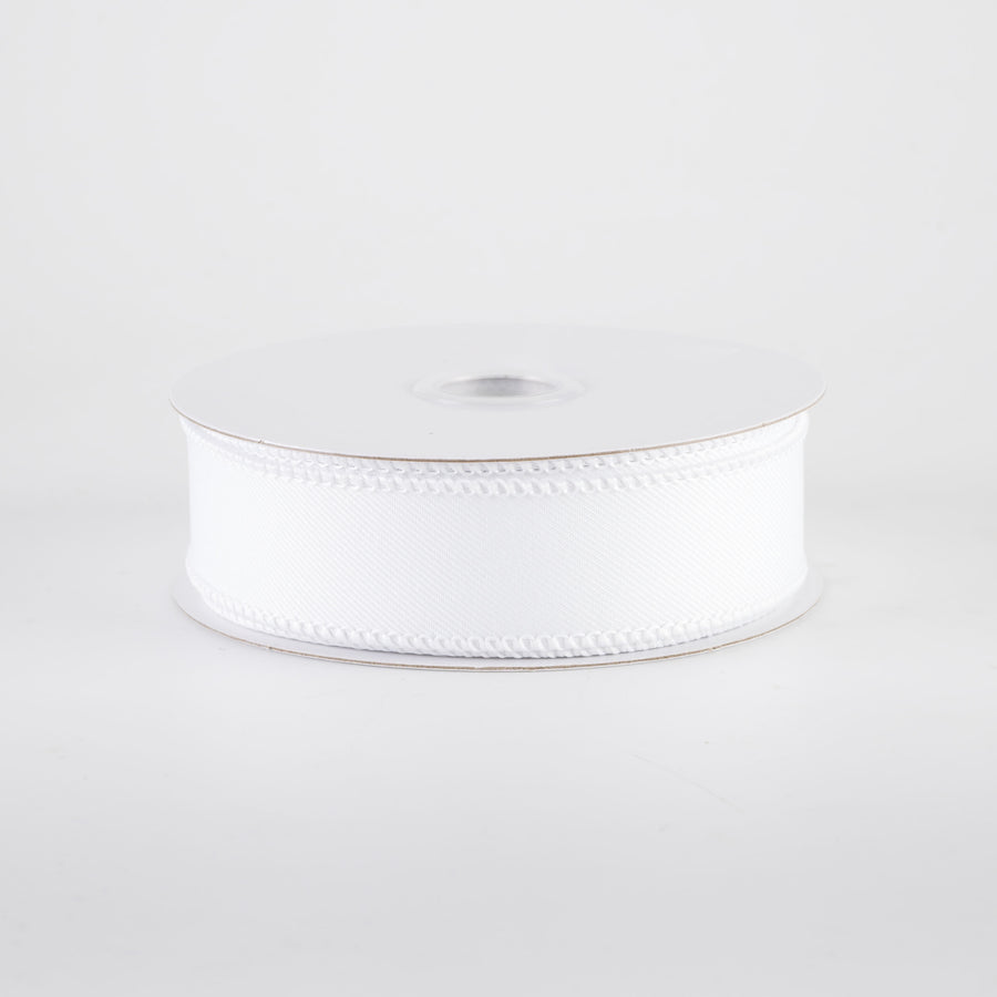 7/8" Diagonal Weave Ribbon: White (10 Yards)