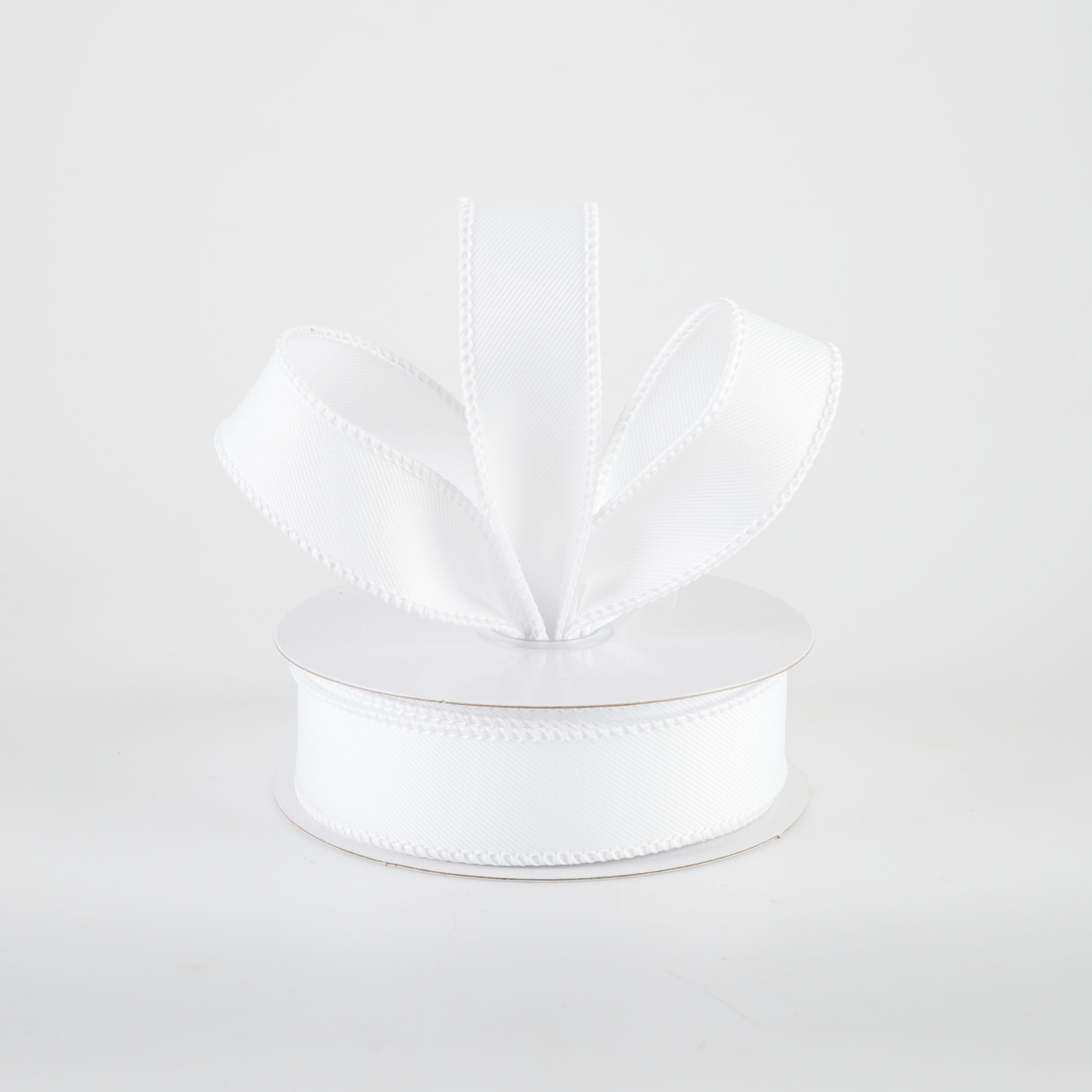 7/8" Diagonal Weave Ribbon: White (10 Yards)