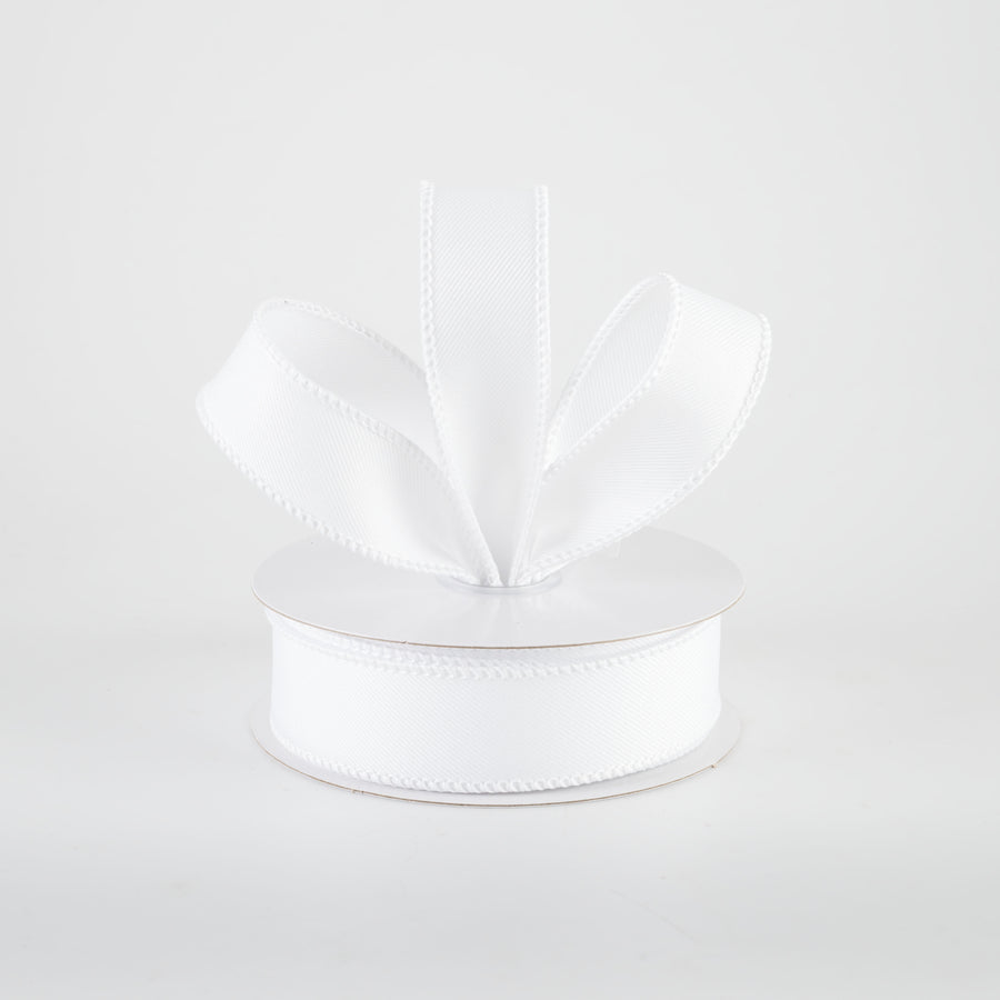 7/8" Diagonal Weave Ribbon: White (10 Yards)