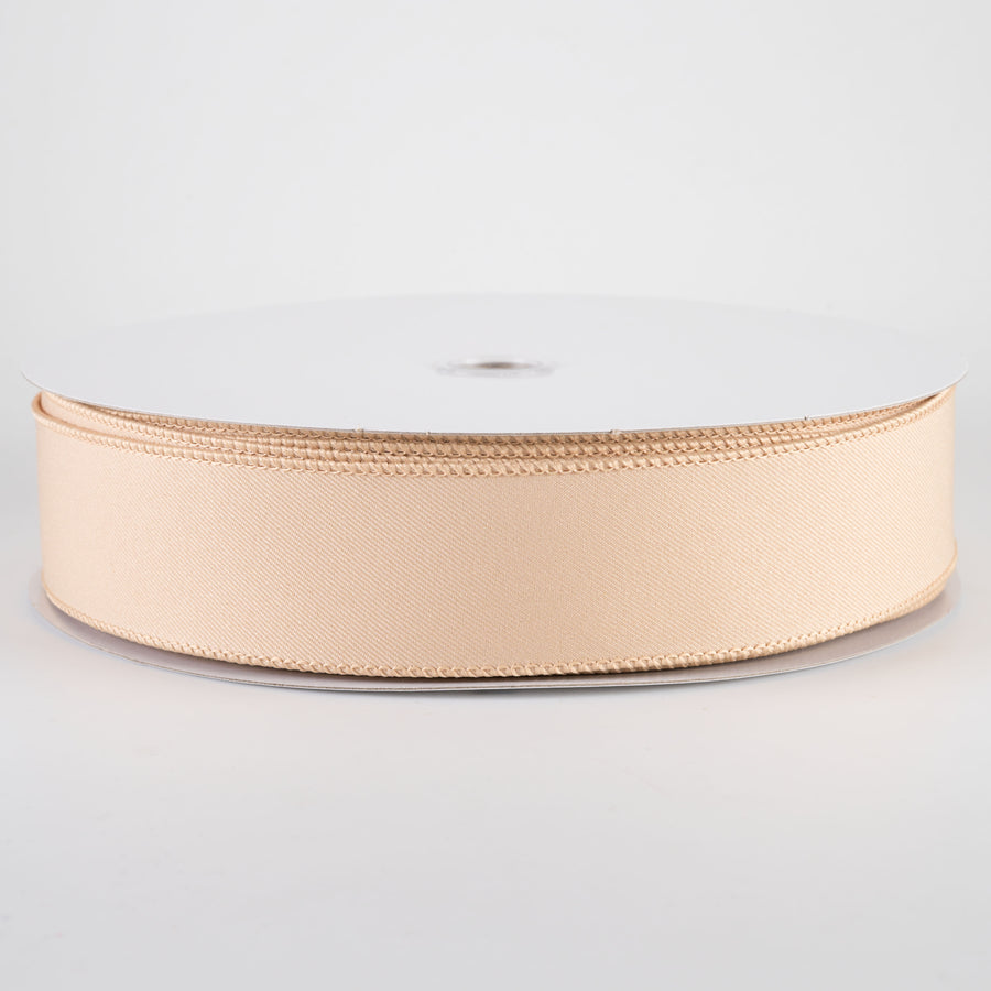 1.5" Diagonal Weave Fabric Ribbon: Light Beige (50 Yards)