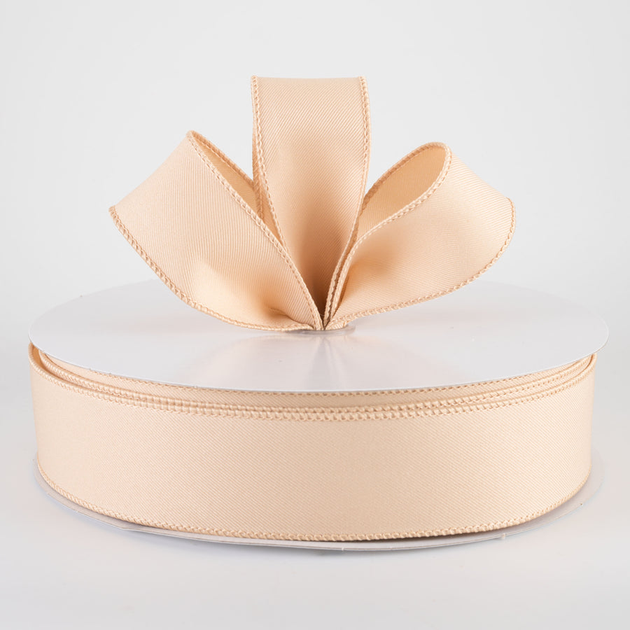 1.5" Diagonal Weave Fabric Ribbon: Light Beige (50 Yards)