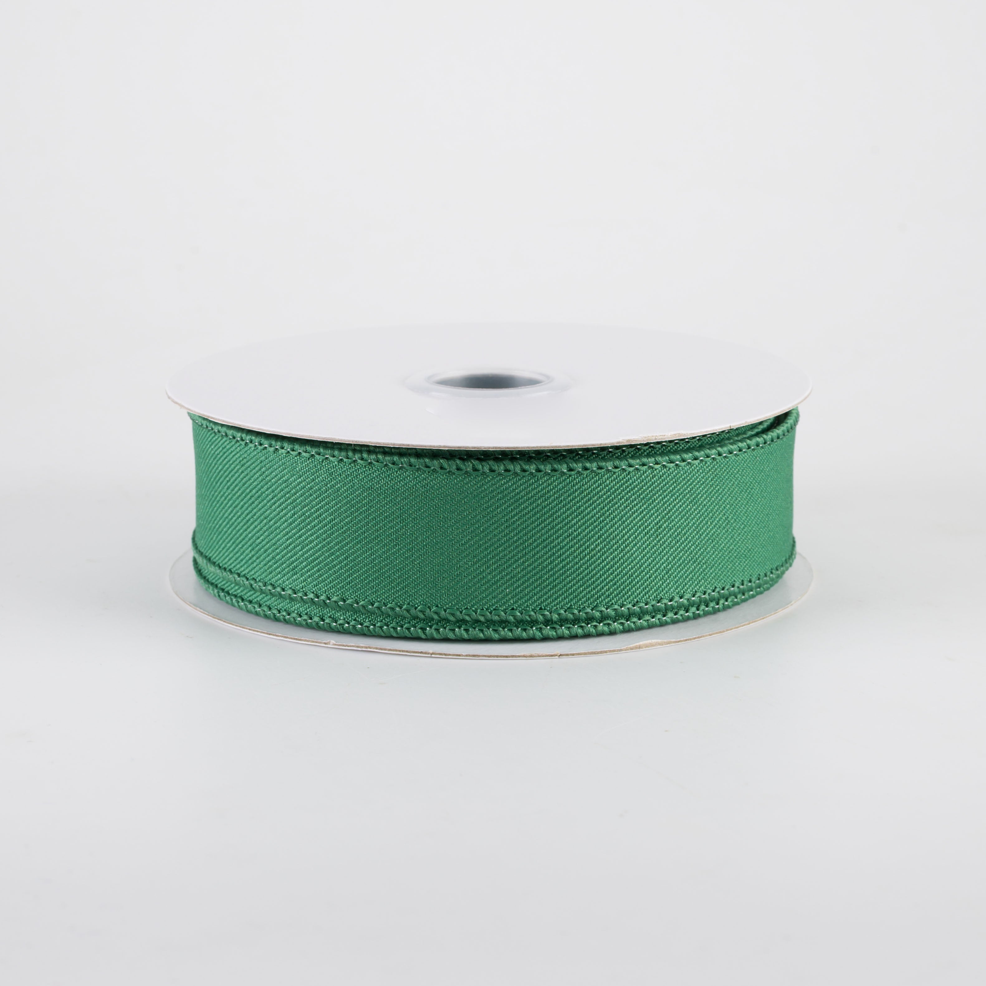 7/8" Diagonal Weave Ribbon: Emerald Green (10 Yards)