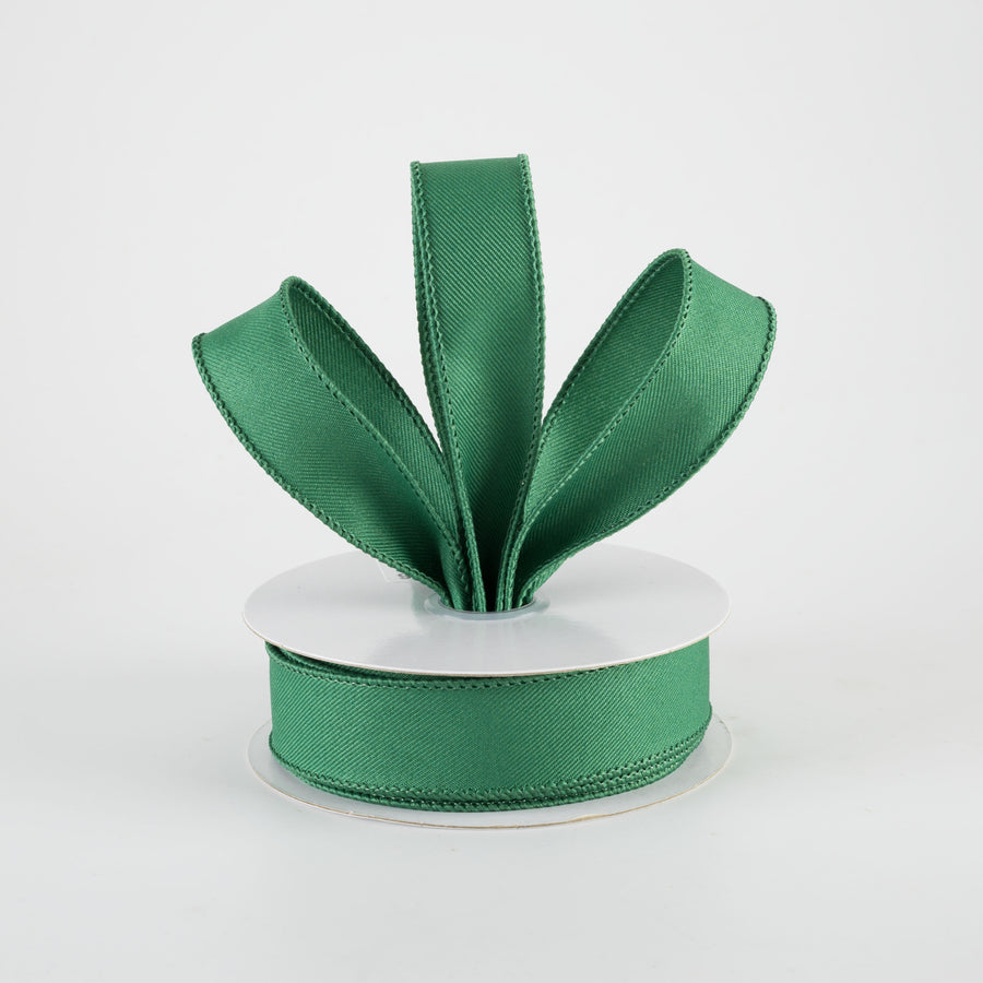 7/8" Diagonal Weave Ribbon: Emerald Green (10 Yards)