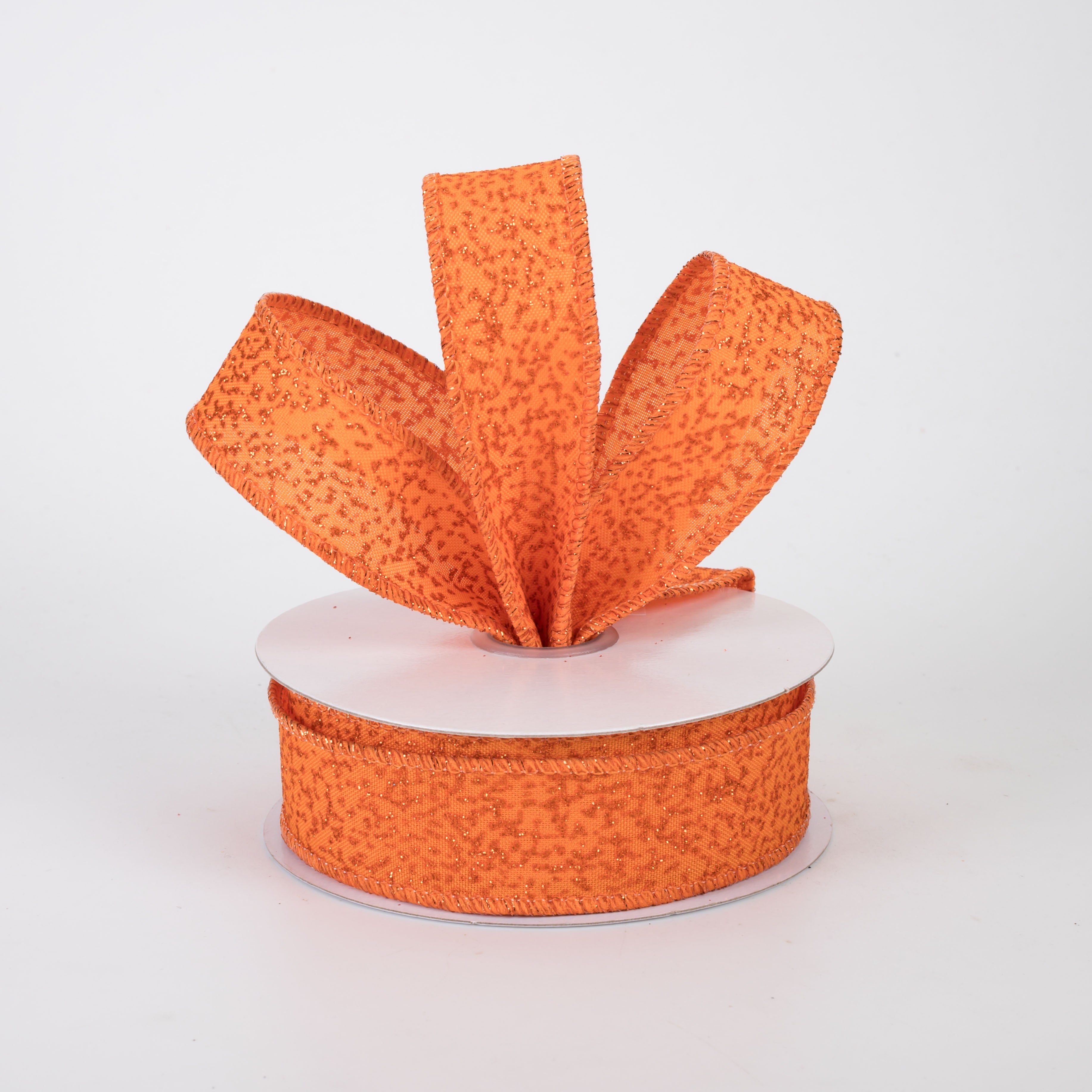 7/8" Speckled Glitter Canvas Ribbon: Orange (10 Yards)