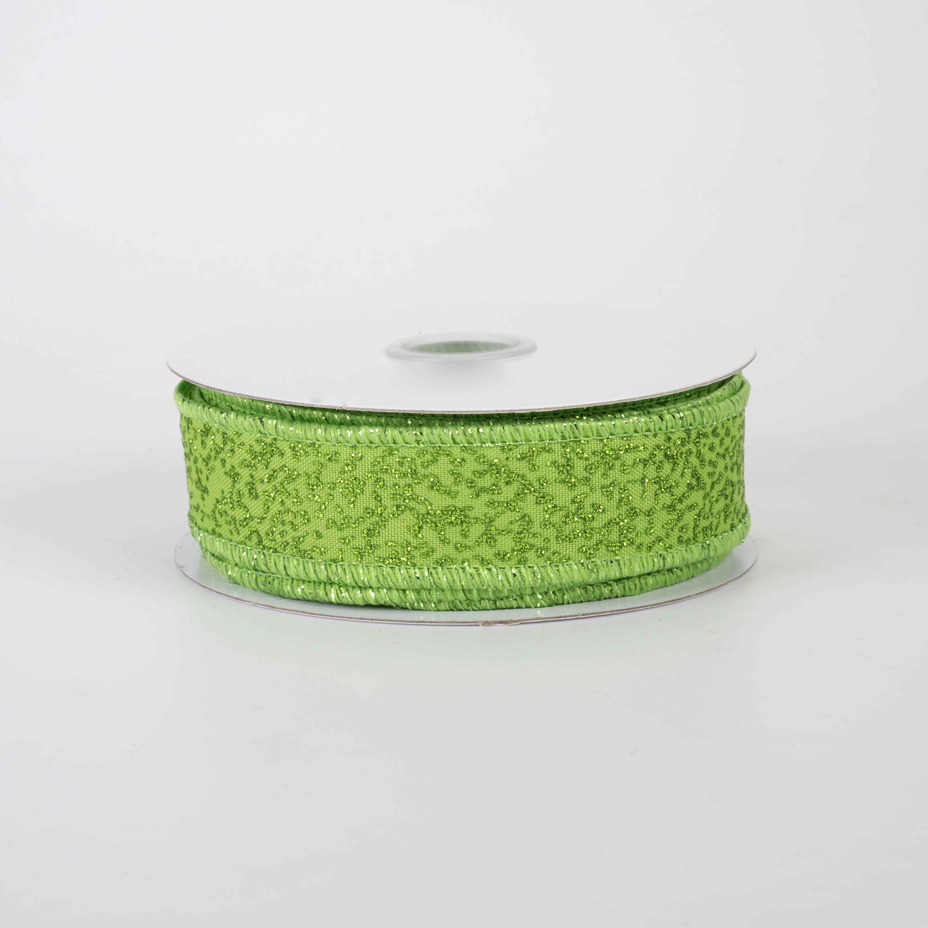 7/8" Speckled Glitter Canvas Ribbon: Lime Green (10 Yards)