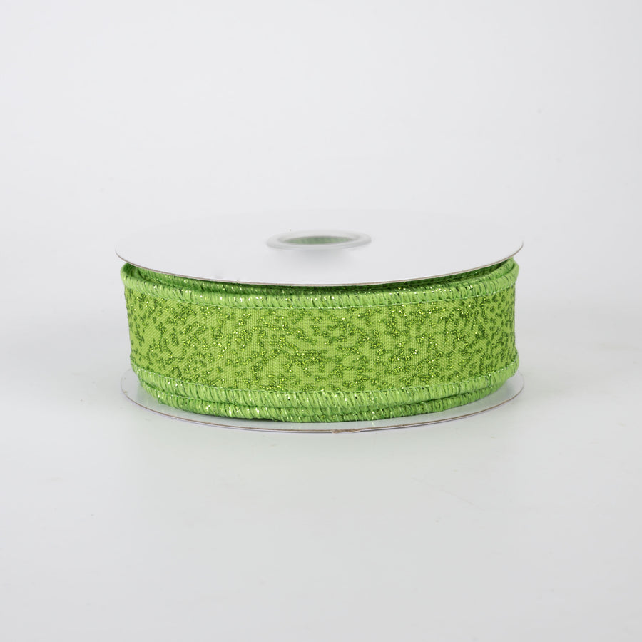 7/8" Speckled Glitter Canvas Ribbon: Lime Green (10 Yards)