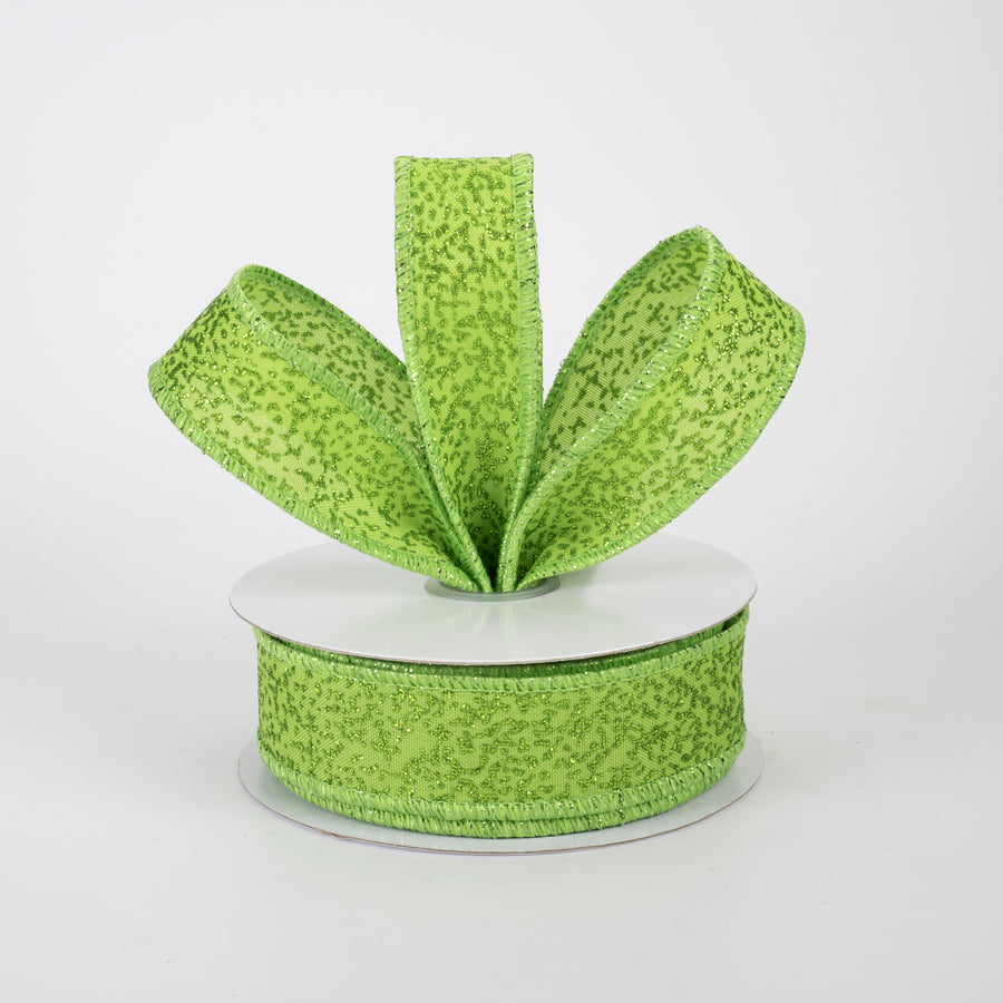 7/8" Speckled Glitter Canvas Ribbon: Lime Green (10 Yards)