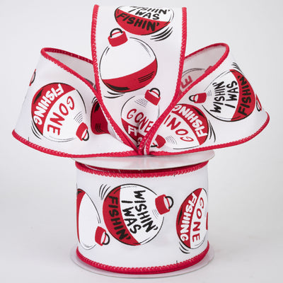 2.5" Fishing Bobbers Ribbon: White (10 Yards)