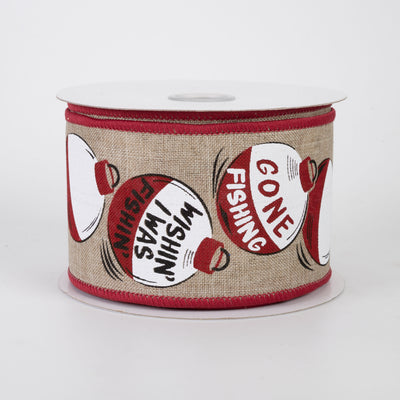 2.5" Fishing Bobbers Ribbon: Natural (10 Yards)