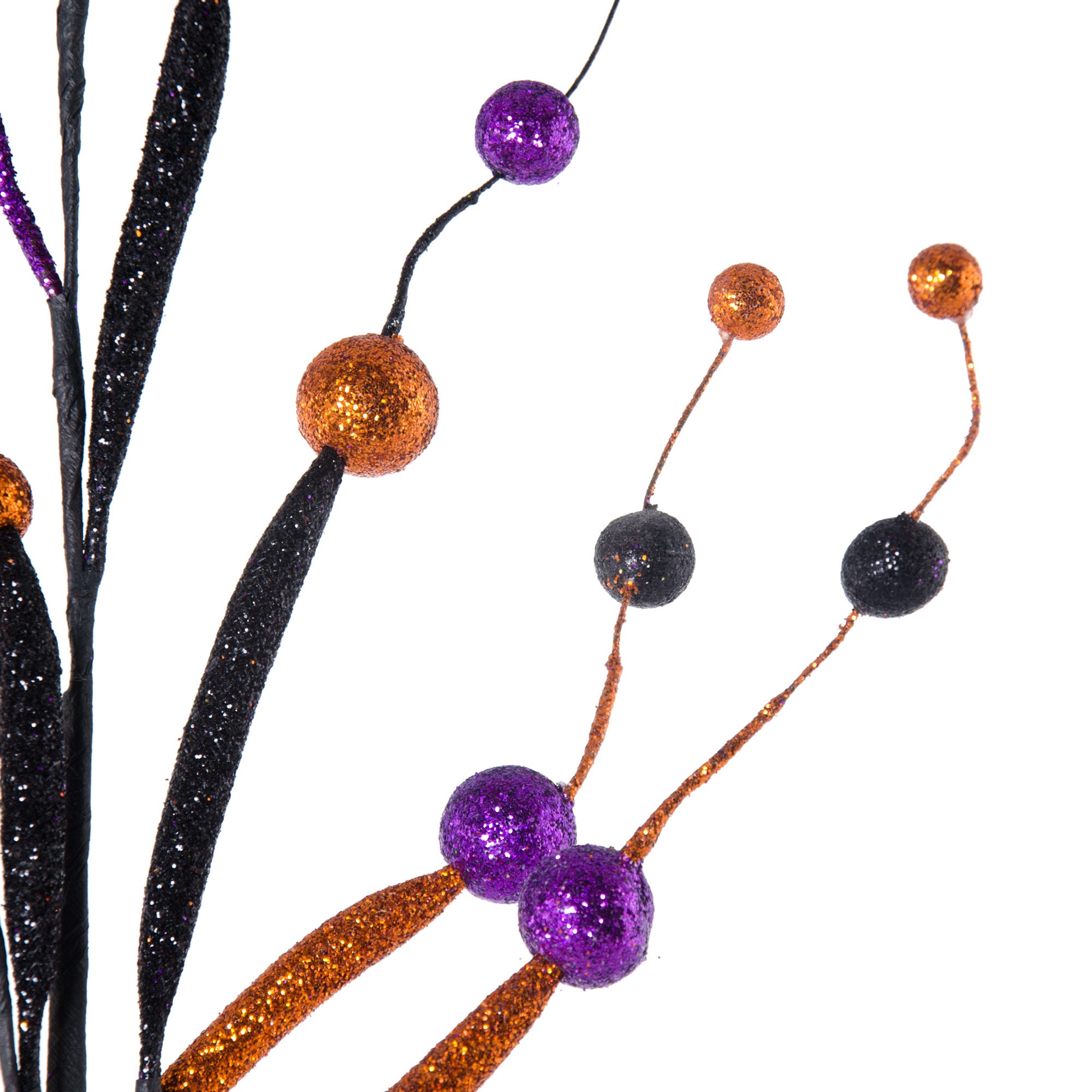 25" Glitter Tubing Ball Spray: Purple, Orange & Black