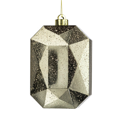 6.25" Antiqued Rectangle Gem Ornament: Mercury Champagne Gold