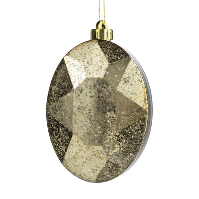6.5" Antiqued Oval Gem Ornament: Mercury Champagne Gold