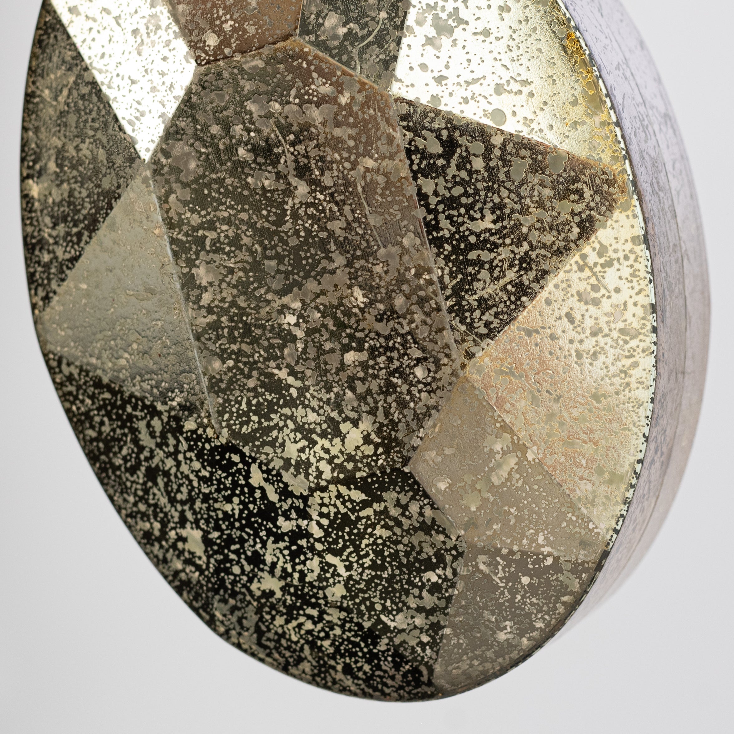 6.5" Antiqued Oval Gem Ornament: Mercury Champagne Gold