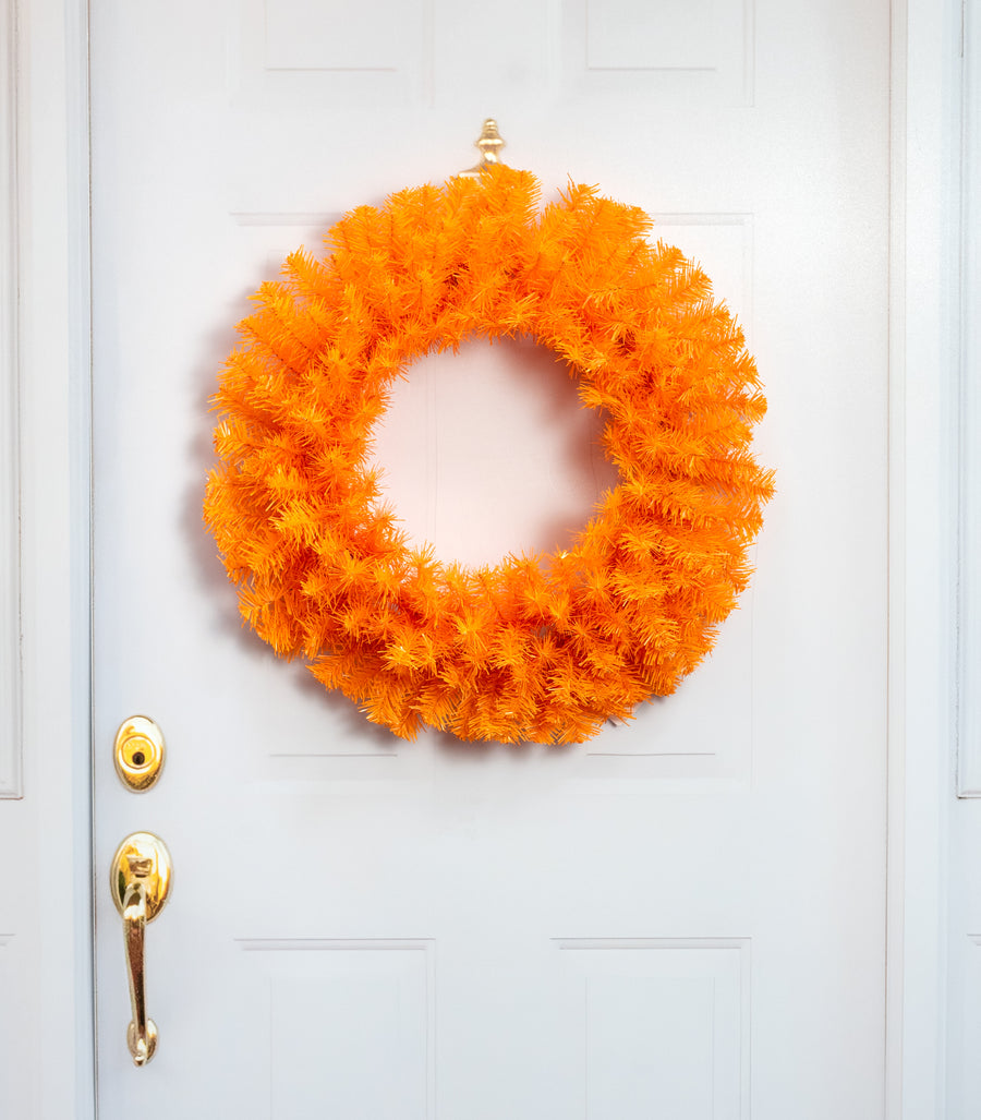 24" Pine PVC Wreath: Orange (180 Tips)