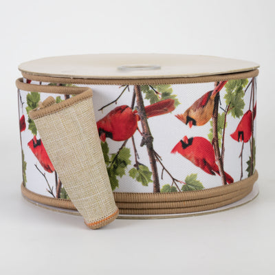 2.5" Double Sided Fused Red Cardinals Ribbon (10 Yards)