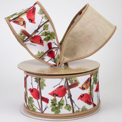2.5" Double Sided Fused Red Cardinals Ribbon (10 Yards)