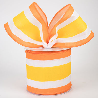 3.25" Vertical Stripes 3-in-1 Ribbon: Yellow, Orange & White (10 Yards)