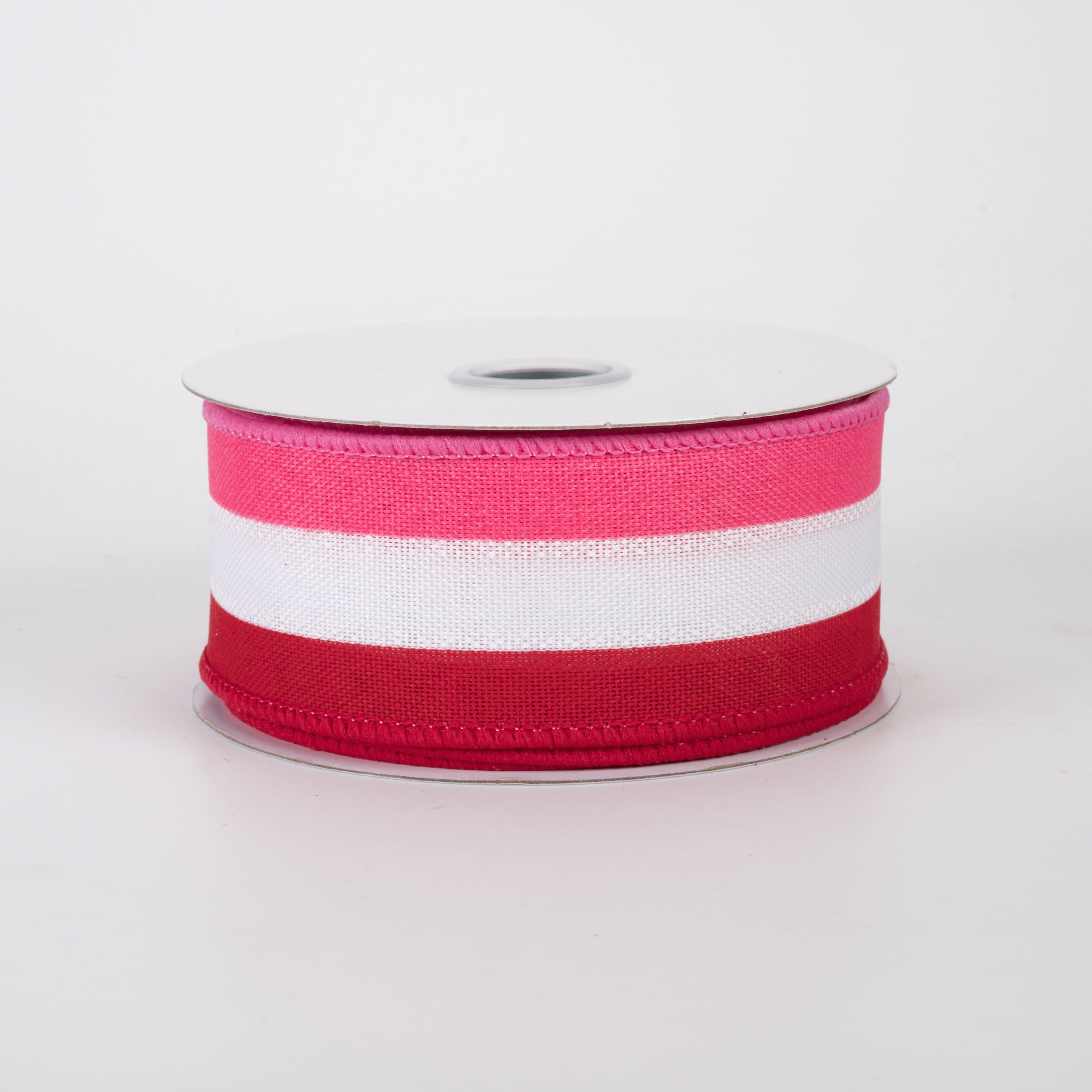 1.5" Vertical Stripes 3-in-1 Ribbon: Hot Pink, Red & White (10 Yards)