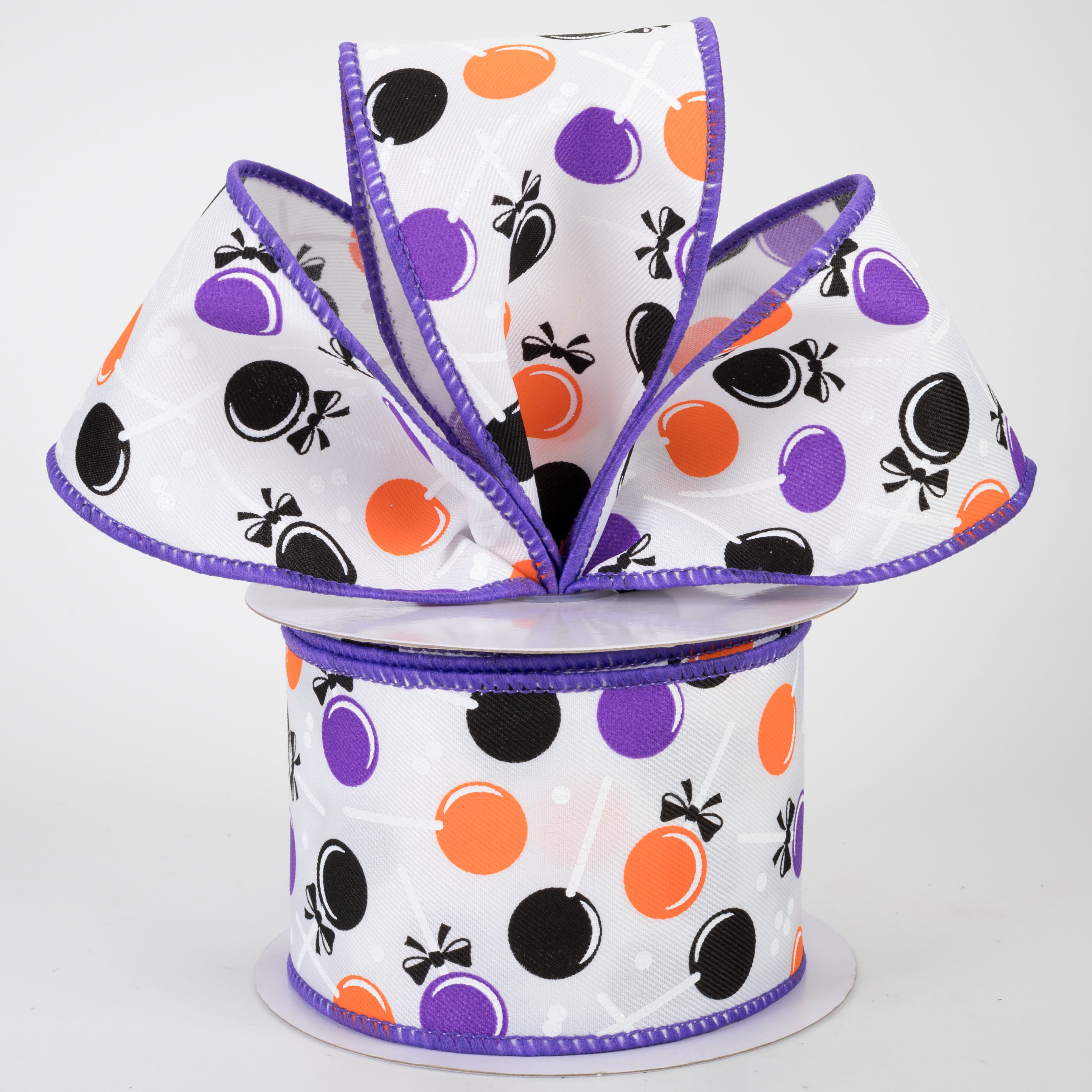 2.5" Lollipops Candy Ribbon: Purple Halloween (10 Yards)