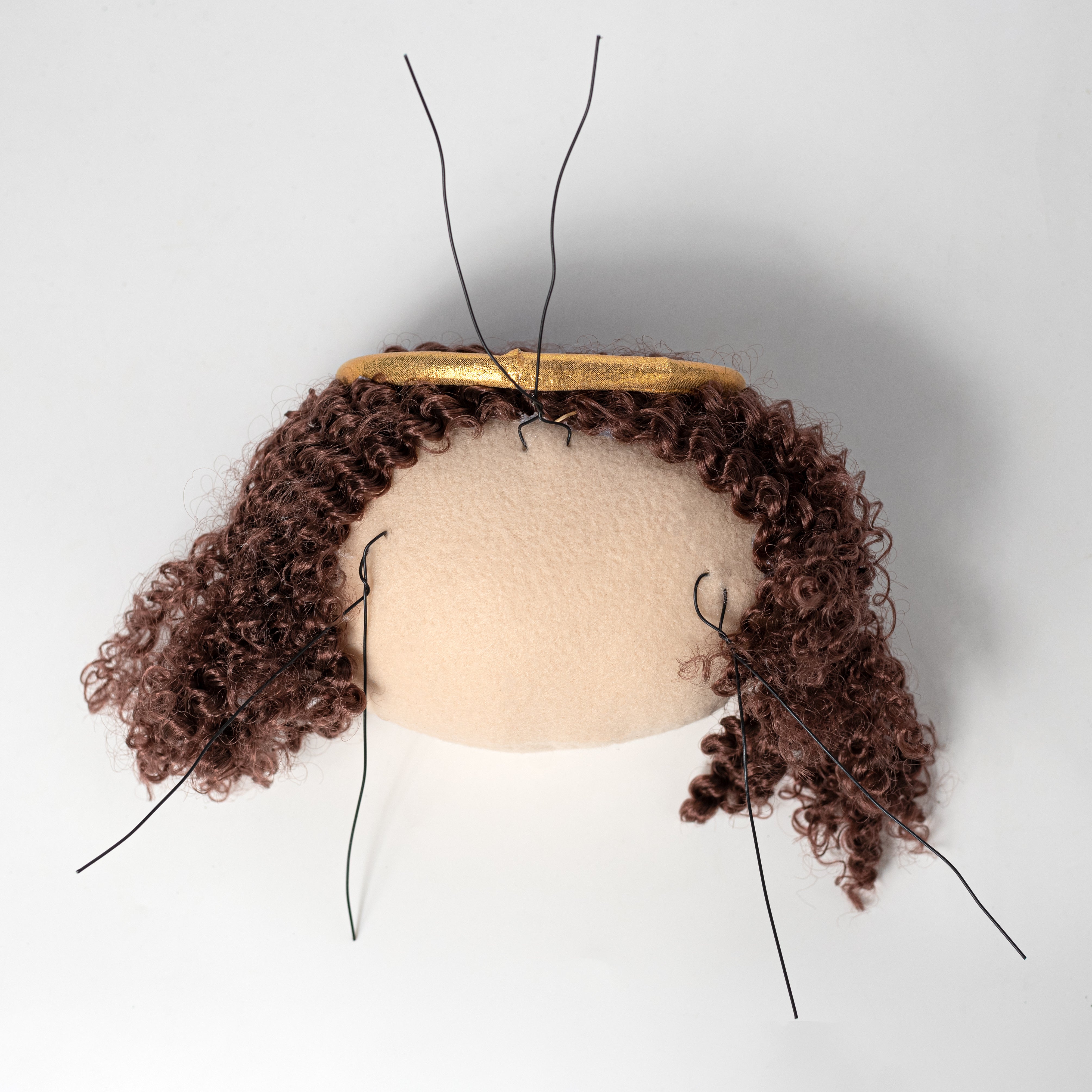 8" Plush Angel Head Wreath Enhancement: Beige & Brown