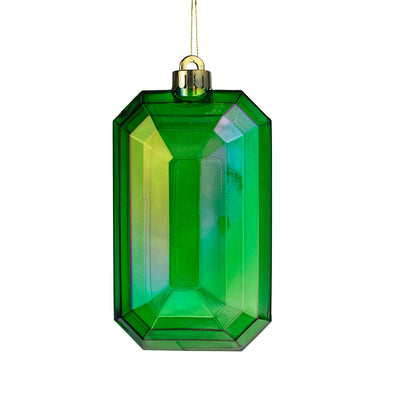 7" Rectangle Gem Ornament: Iridescent Emerald Green