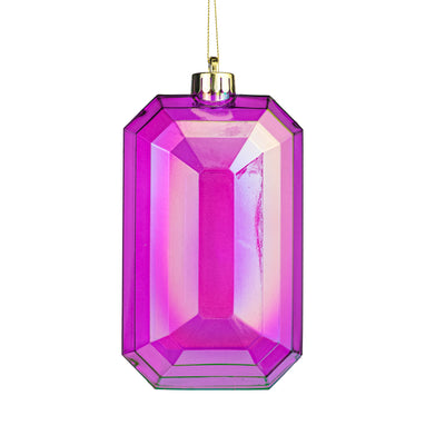 7" Rectangle Gem Ornament: Iridescent Fuchsia Pink