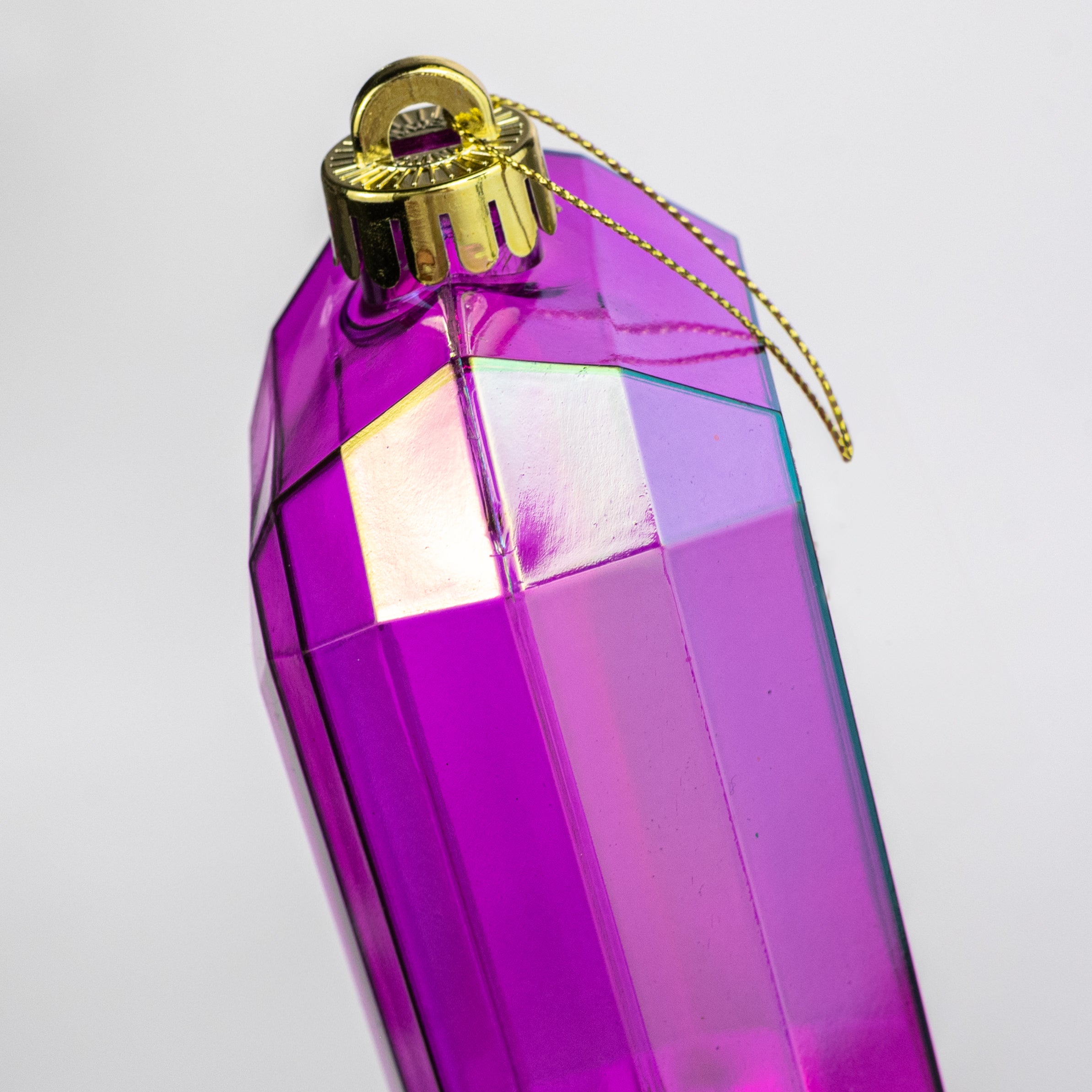 7" Rectangle Gem Ornament: Iridescent Fuchsia Pink