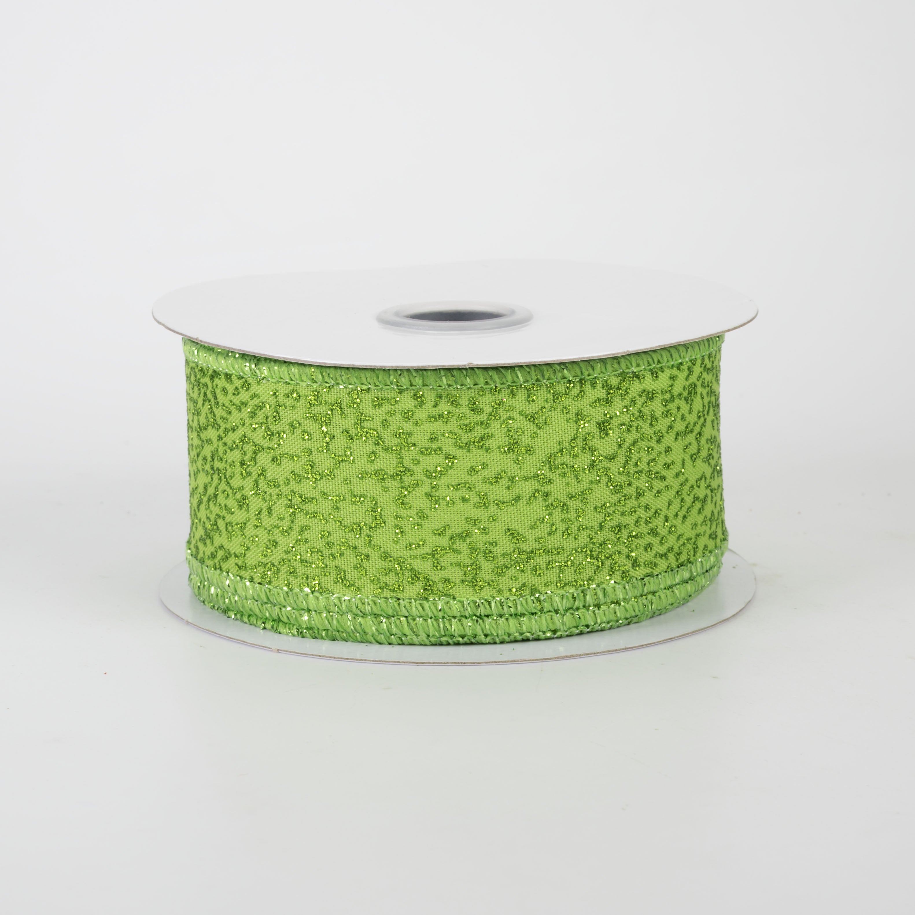 1.5" Speckled Glitter Canvas Ribbon: Lime Green (10 Yards)