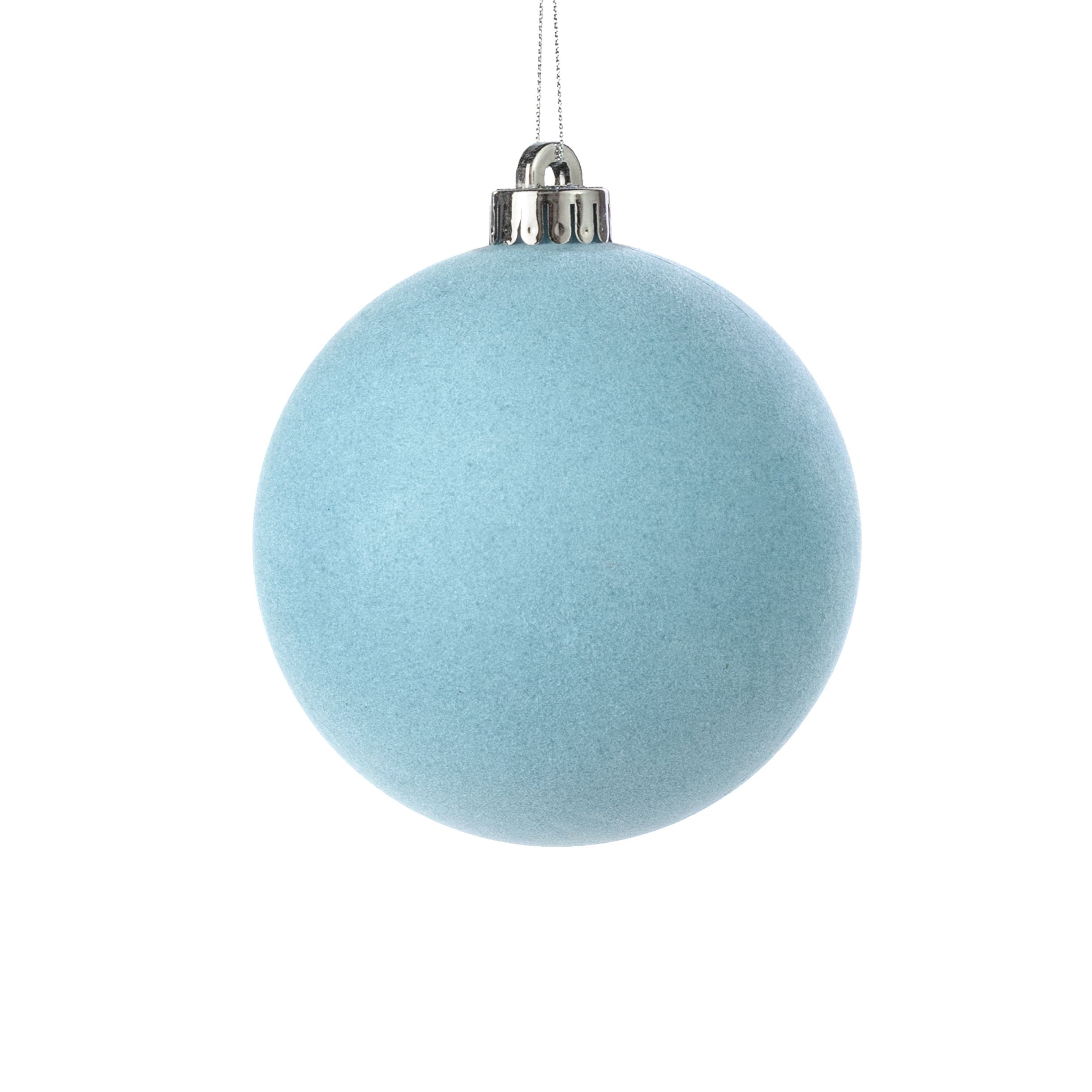 4.75" Smooth Flocked Ball Ornament: Baby Blue