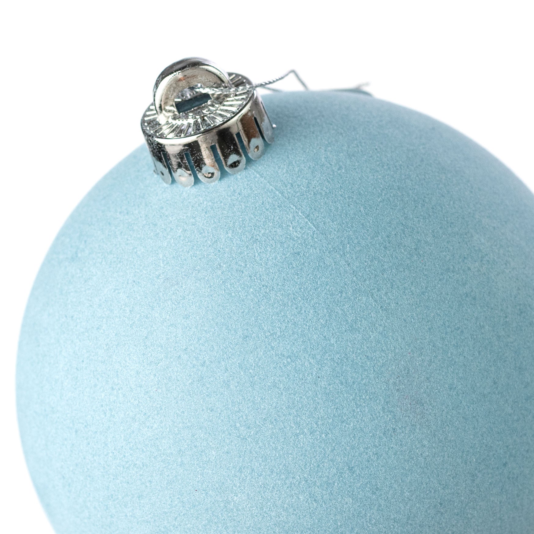 4.75" Smooth Flocked Ball Ornament: Baby Blue
