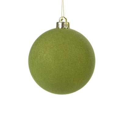 4.75" Smooth Flocked Ball Ornament: Moss Green