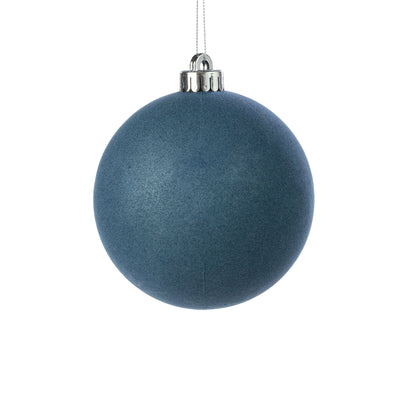 4.75" Smooth Flocked Ball Ornament: Smoke Blue